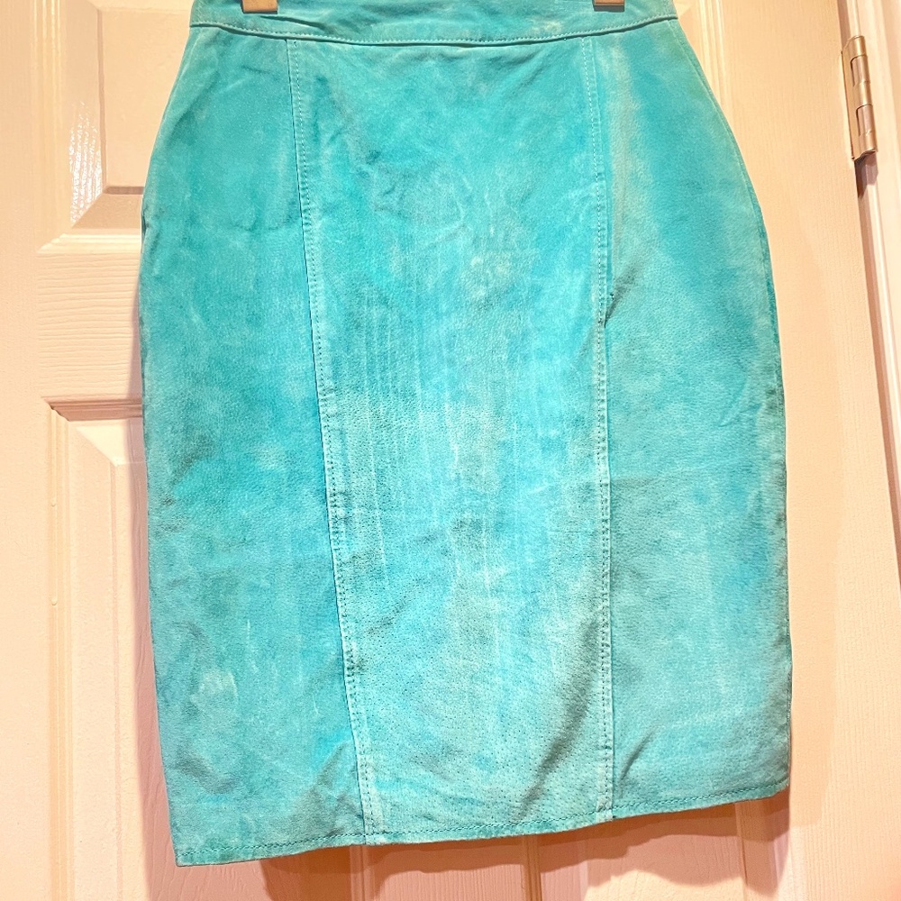 Sea Blue Suede Skirt